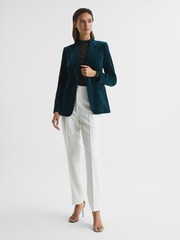 Reiss Dark Teal Teya Velvet Blazer - Image 3 of 7