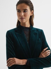 Reiss Dark Teal Teya Velvet Blazer - Image 4 of 7