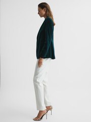 Reiss Dark Teal Teya Velvet Blazer - Image 7 of 7