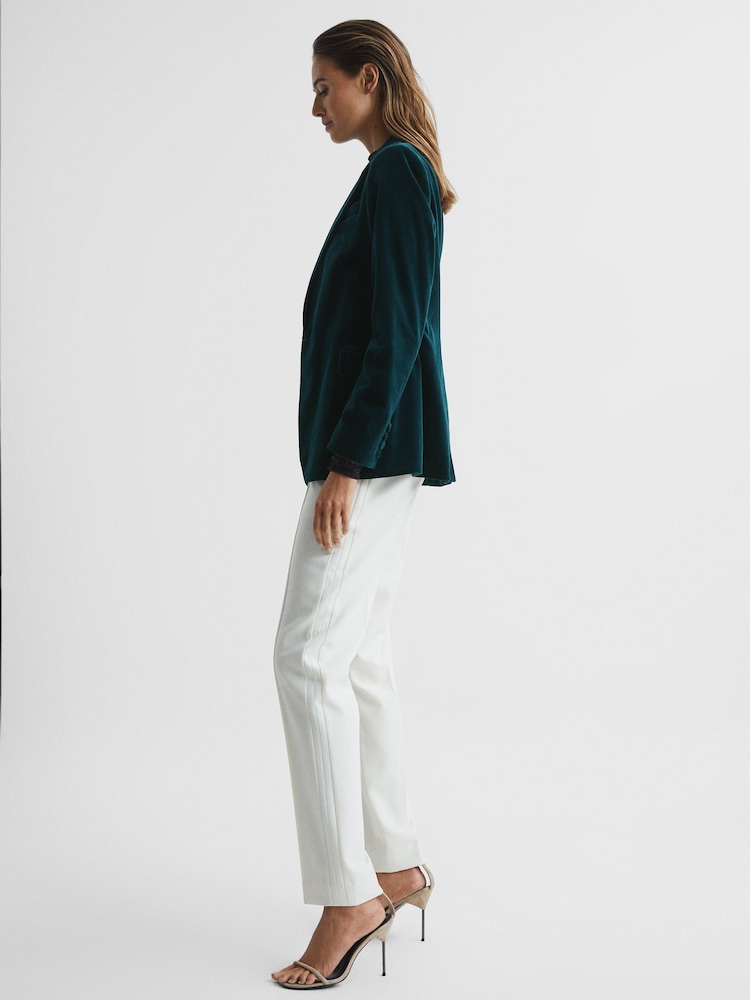 Reiss Dark Teal Teya Velvet Blazer - Image 7 of 7