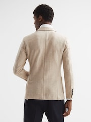 Reiss Oatmeal Melange Cheval Slim Fit Single Breasted Blazer - Image 5 of 9