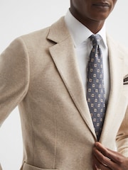 Reiss Oatmeal Melange Cheval Slim Fit Single Breasted Blazer - Image 6 of 9