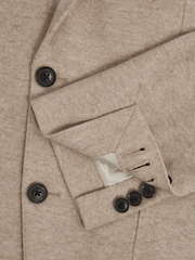 Reiss Oatmeal Melange Cheval Slim Fit Single Breasted Blazer - Image 8 of 9