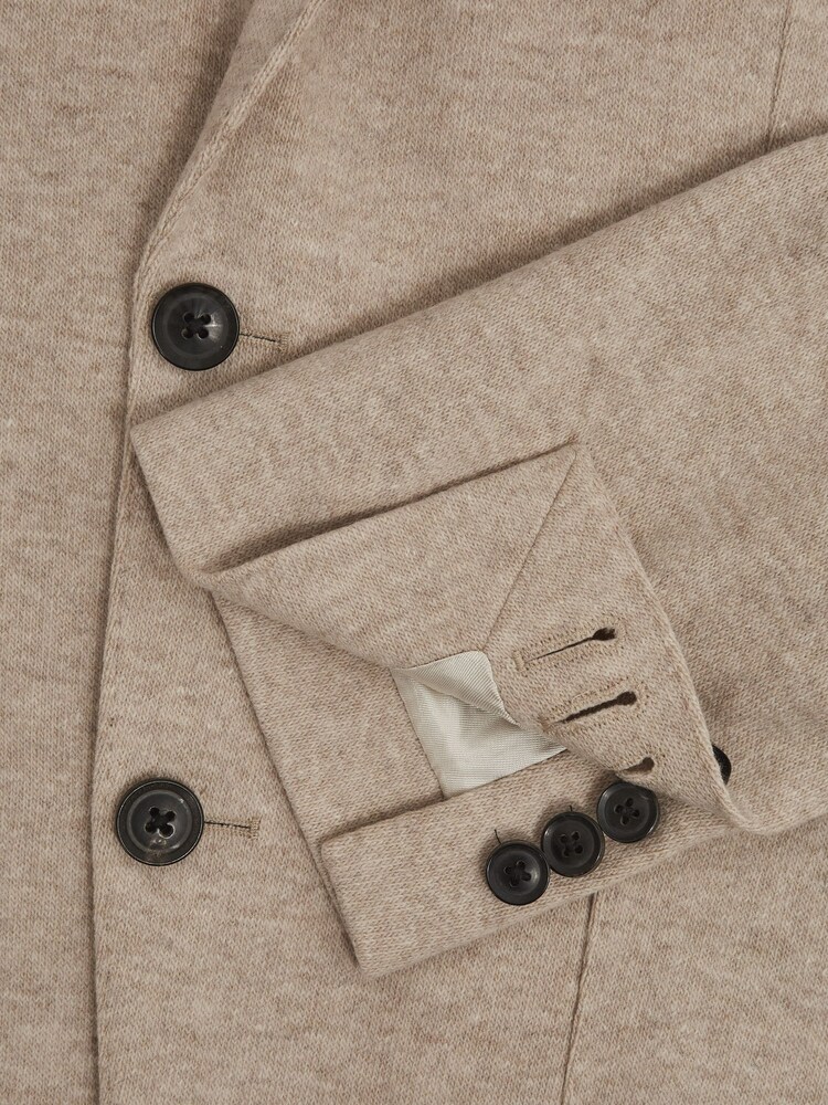 Reiss Oatmeal Melange Cheval Slim Fit Single Breasted Blazer - Image 8 of 9