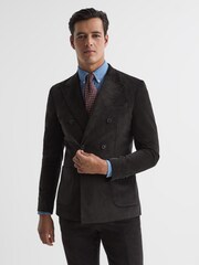Reiss Chocolate Holborn Double Breasted Fine Cord Regular Fit Blazer - Image 1 of 10