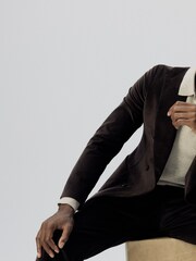 Reiss Chocolate Holborn Double Breasted Fine Cord Regular Fit Blazer - Image 10 of 10