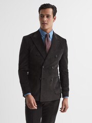 Reiss Chocolate Holborn Double Breasted Fine Cord Regular Fit Blazer - Image 6 of 10