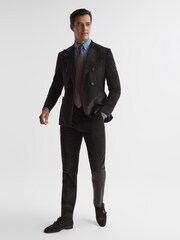 Reiss Chocolate Holborn Double Breasted Fine Cord Regular Fit Blazer - Image 7 of 10