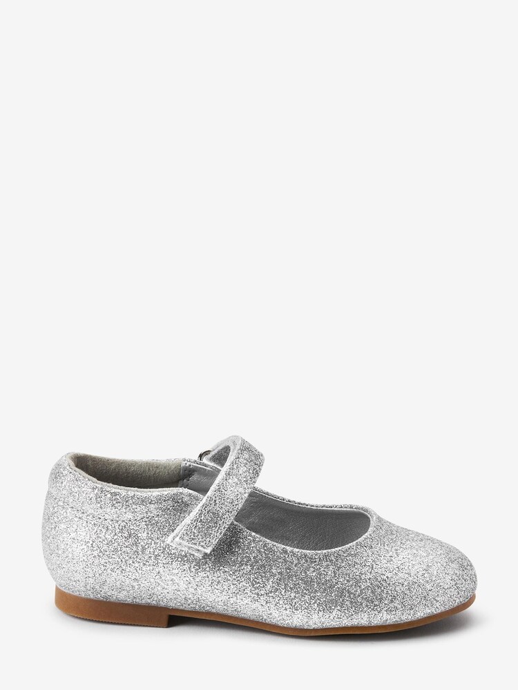 Silver Glitter Wide Fit (G) Mary Jane Occasion Shoes - Image 1 of 5