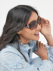 Brown Ombre Effect Cut Out Detail Sunglasses - Image 2 of 3