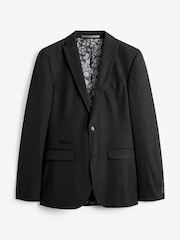 Black Slim Fit Motion Flex Stretch Wool Suit: Jacket - Image 1 of 6