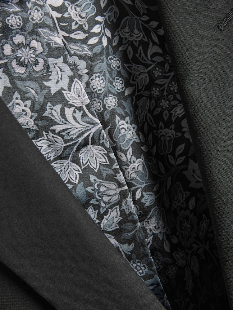Black Slim Fit Motion Flex Stretch Wool Suit: Jacket - Image 2 of 6