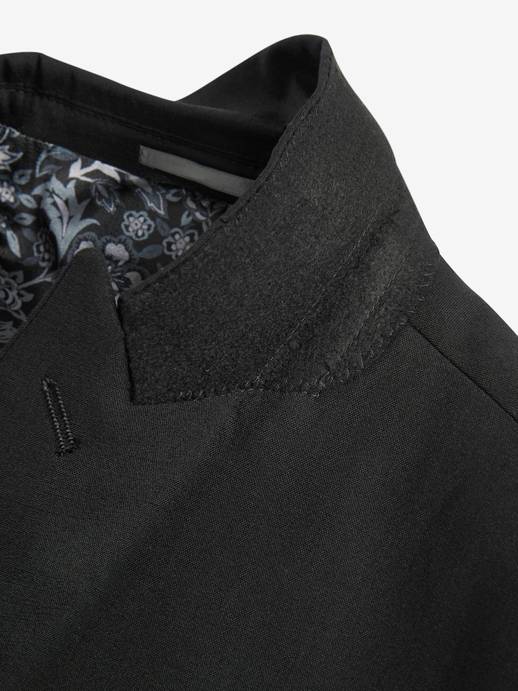 Black Slim Fit Motion Flex Stretch Wool Suit: Jacket - Image 4 of 6