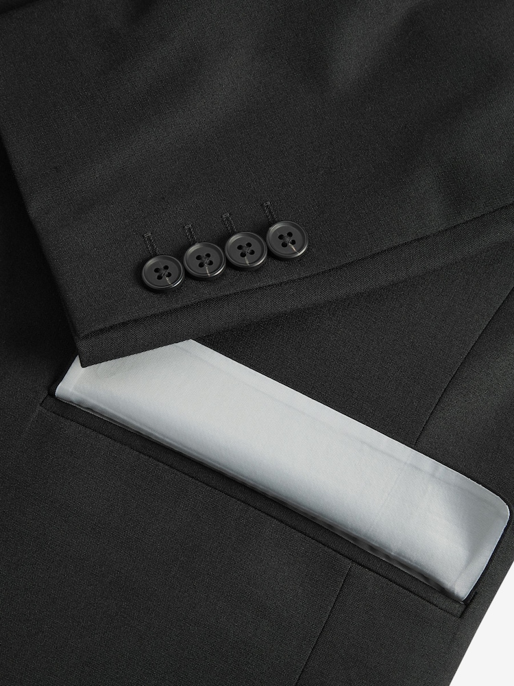 Black Slim Fit Motion Flex Stretch Wool Suit: Jacket - Image 5 of 6