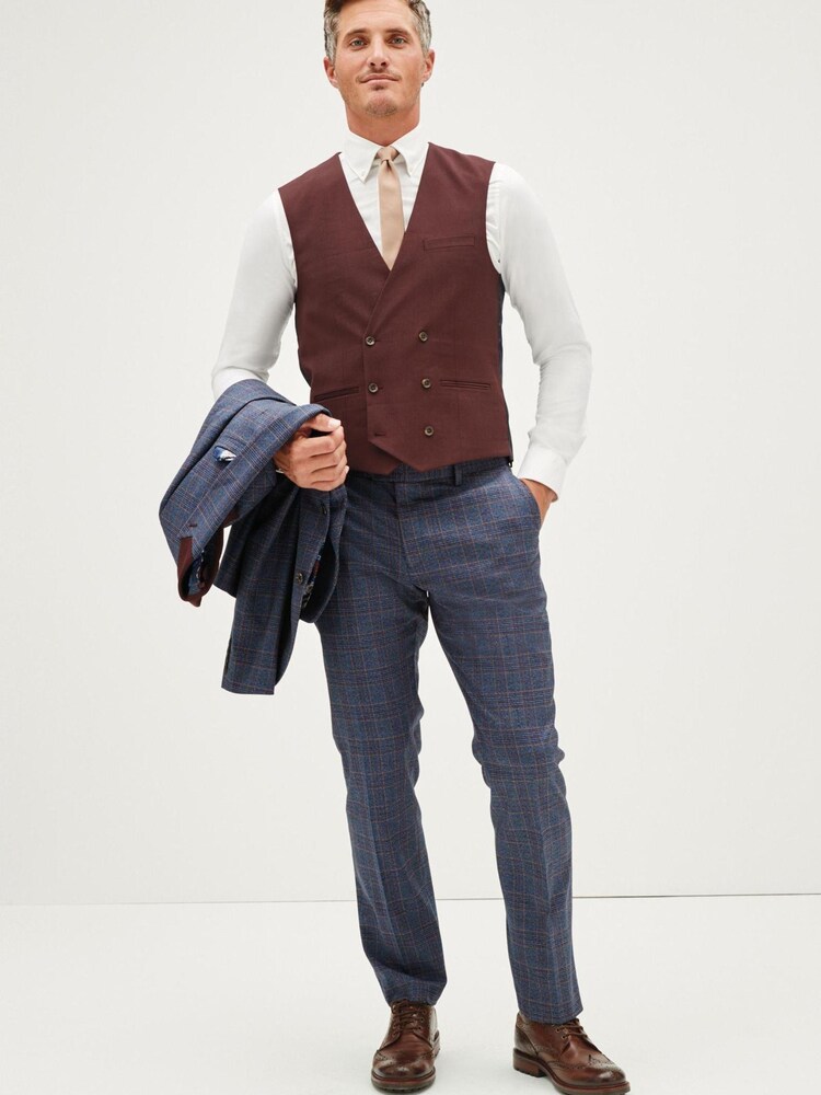 Burgundy Red Double Breasted: Waistcoat - Image 2 of 8