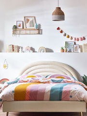 Soft Cosy Bouclé Ivory Kids Rainbow Upholstered Standard Bed - Image 2 of 9