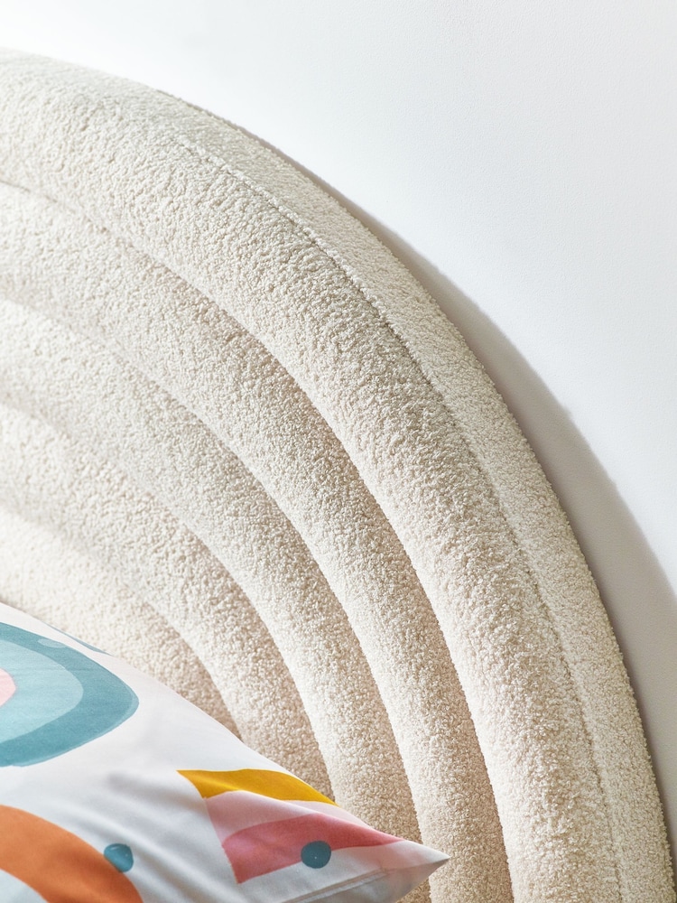 Soft Cosy Bouclé Ivory Kids Rainbow Upholstered Standard Bed - Image 9 of 9