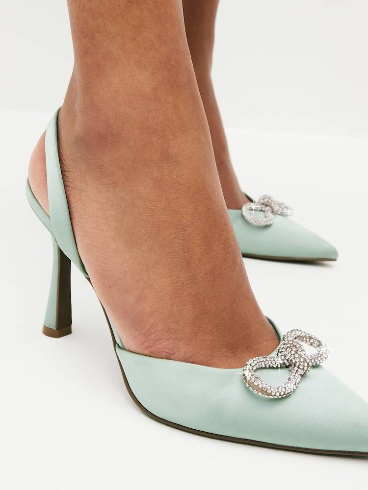 Mint Green Forever Comfort® Slingback Bow Heels - Image 3 of 8