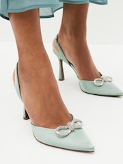 Mint Green Forever Comfort® Slingback Bow Heels - Image 4 of 8
