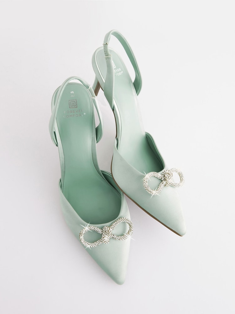 Mint Green Forever Comfort® Slingback Bow Heels - Image 5 of 8