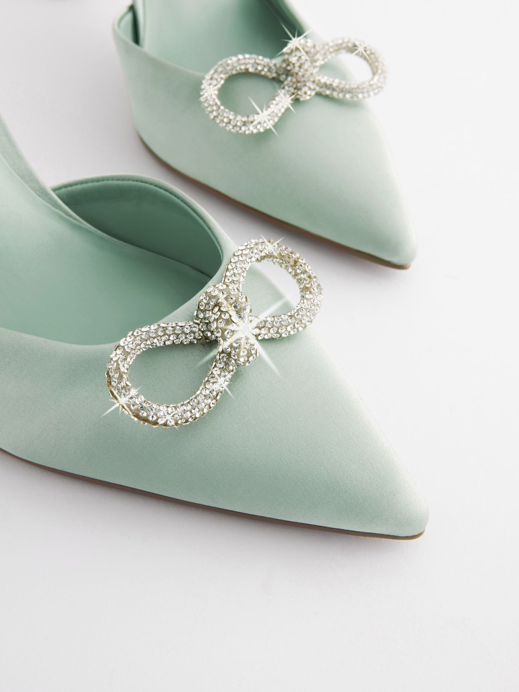 Mint Green Forever Comfort® Slingback Bow Heels - Image 8 of 8