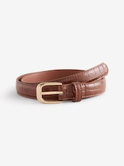 Mango Brown Textured Skinny Belt - Image 1 of 1
