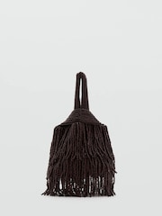 Mango Brown Beaded Fringe Handbag - Image 3 of 6