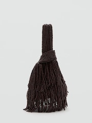 Mango Brown Beaded Fringe Handbag - Image 4 of 6