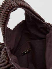 Mango Brown Beaded Fringe Handbag - Image 6 of 6