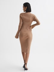 Reiss Camel Avery Rib-Knitted Midi Dress - Image 5 of 7