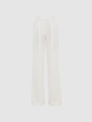 Reiss White Tatum Crepe Wide Leg Trousers - Image 2 of 6