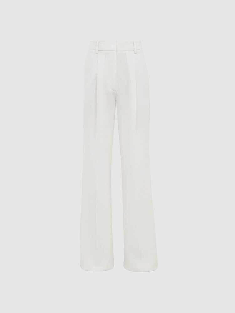 Reiss White Tatum Crepe Wide Leg Trousers - Image 2 of 6