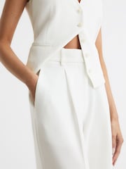 Reiss White Tatum Crepe Wide Leg Trousers - Image 4 of 6