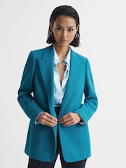 Reiss Turquoise Blake Slim Fit Single Breasted 100% Wool Blazer - Image 1 of 7