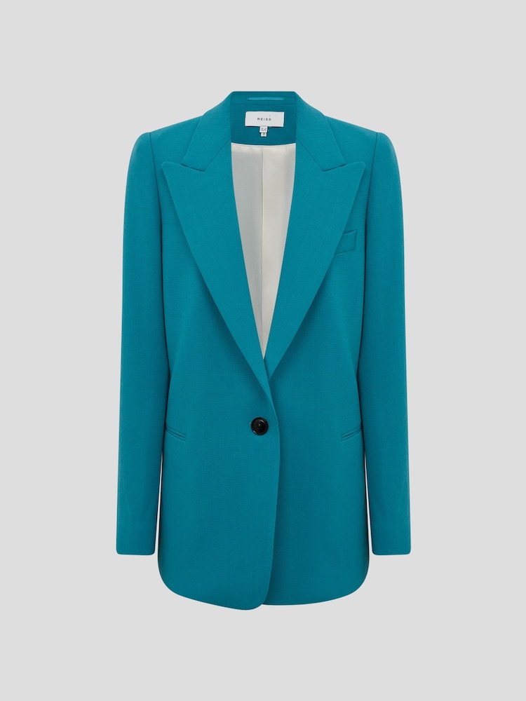Reiss Turquoise Blake Slim Fit Single Breasted 100% Wool Blazer - Image 2 of 7