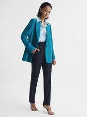 Reiss Turquoise Blake Slim Fit Single Breasted 100% Wool Blazer - Image 3 of 7
