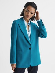 Reiss Turquoise Blake Slim Fit Single Breasted 100% Wool Blazer - Image 6 of 7