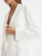 Reiss White Tatum Crepe Double Breasted Blazer - Image 4 of 6