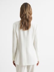 Reiss White Tatum Crepe Double Breasted Blazer - Image 5 of 6
