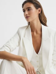 Reiss White Tatum Crepe Double Breasted Blazer - Image 6 of 6