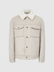 Reiss Oatmeal Jackson Wool Blend Blouson Jacket - Image 2 of 5
