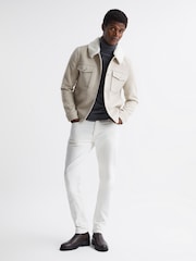 Reiss Oatmeal Jackson Wool Blend Blouson Jacket - Image 3 of 5