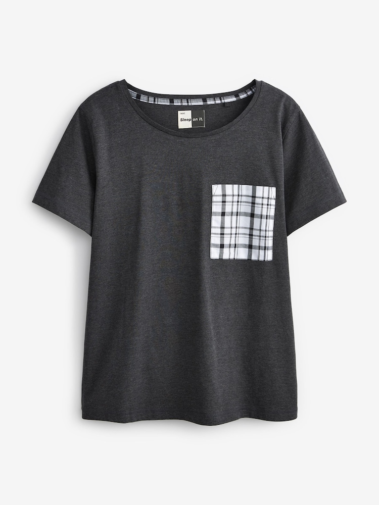 Black/White Check Cotton Blend Pyjamas 2 Pack - Image 2 of 7