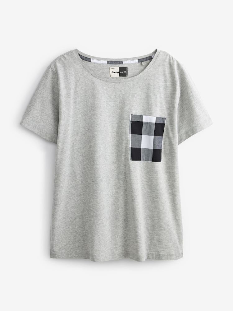 Black/White Check Cotton Blend Pyjamas 2 Pack - Image 3 of 7