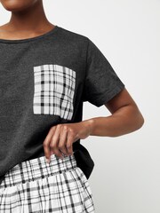 Black/White Check Cotton Blend Pyjamas 2 Pack - Image 7 of 7