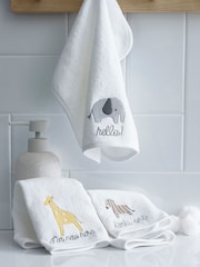 3 Pack White Safari 100% Cotton Face Cloth Towels - Image 2 of 3