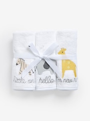 3 Pack White Safari 100% Cotton Face Cloth Towels - Image 3 of 3
