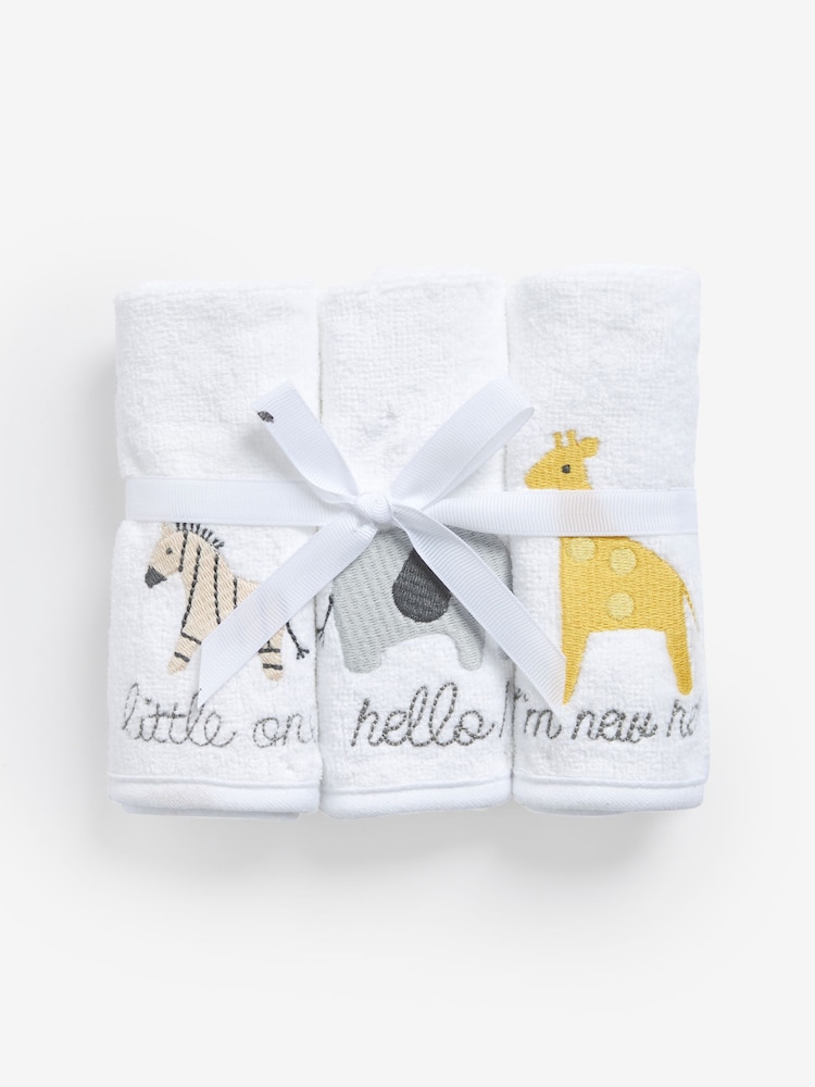 3 Pack White Safari 100% Cotton Face Cloth Towels - Image 3 of 3