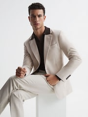 Reiss Stone Spark Single Breasted Slim Fit Moleskin Blazer - Image 7 of 9