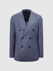 Reiss Airforce Blue Marquee Double Breasted Wool Blend Slim Fit Blazer - Image 2 of 8